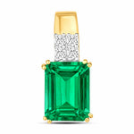 Opulent Emerald Cut Diamond Accent Drop Pendant