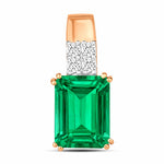 Opulent Emerald Cut Diamond Accent Drop Pendant