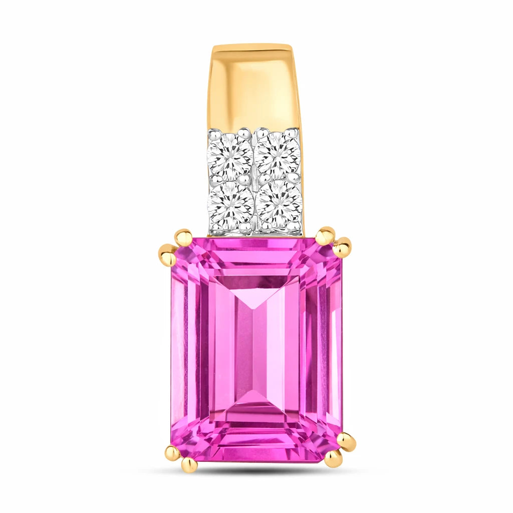 Opulent Emerald Cut Diamond Accent Drop Pendant