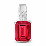 Opulent Emerald Cut Diamond Accent Drop Pendant