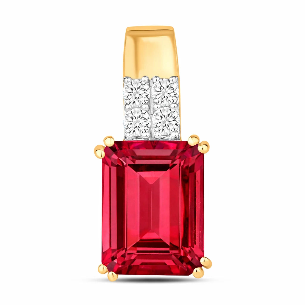 Opulent Emerald Cut Diamond Accent Drop Pendant