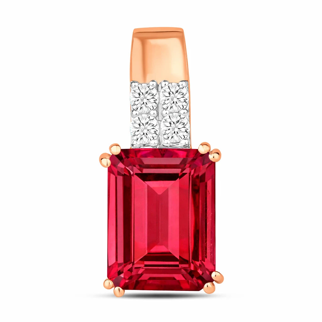 Opulent Emerald Cut Diamond Accent Drop Pendant