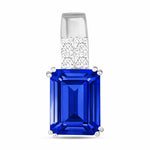 Opulent Emerald Cut Diamond Accent Drop Pendant