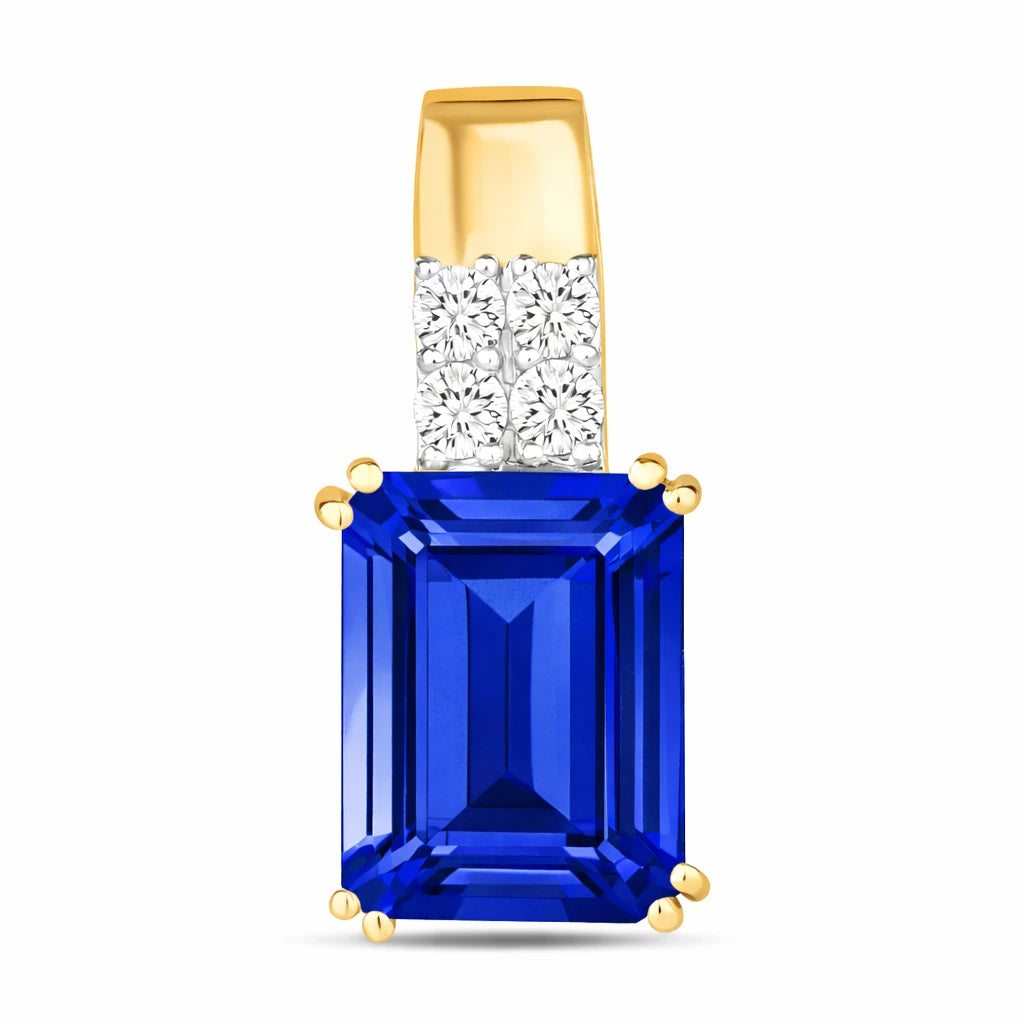 Opulent Emerald Cut Diamond Accent Drop Pendant