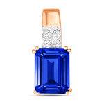 Opulent Emerald Cut Diamond Accent Drop Pendant