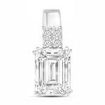 Opulent Emerald Cut Diamond Accent Drop Pendant