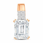 Opulent Emerald Cut Diamond Accent Drop Pendant
