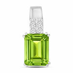Opulent Emerald Cut Diamond Accent Drop Pendant