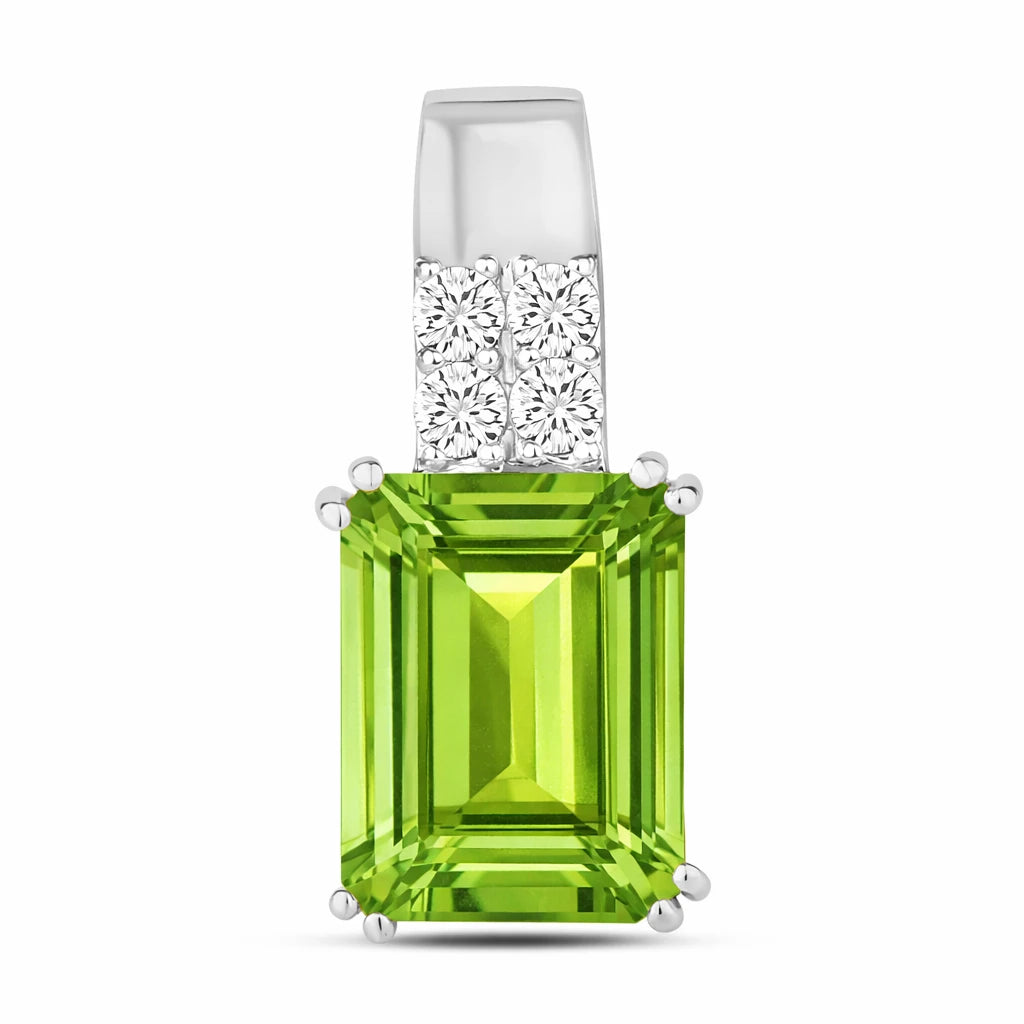 Opulent Emerald Cut Diamond Accent Drop Pendant