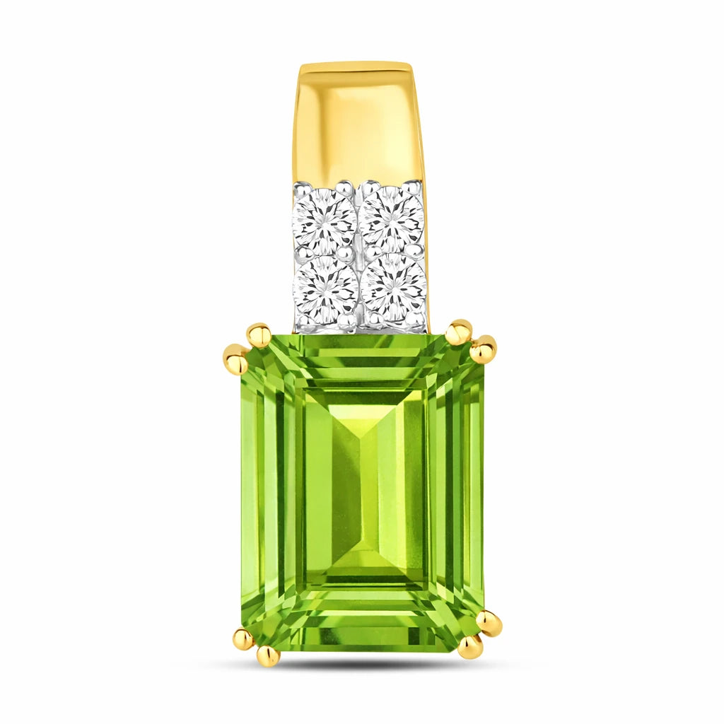 Opulent Emerald Cut Diamond Accent Drop Pendant