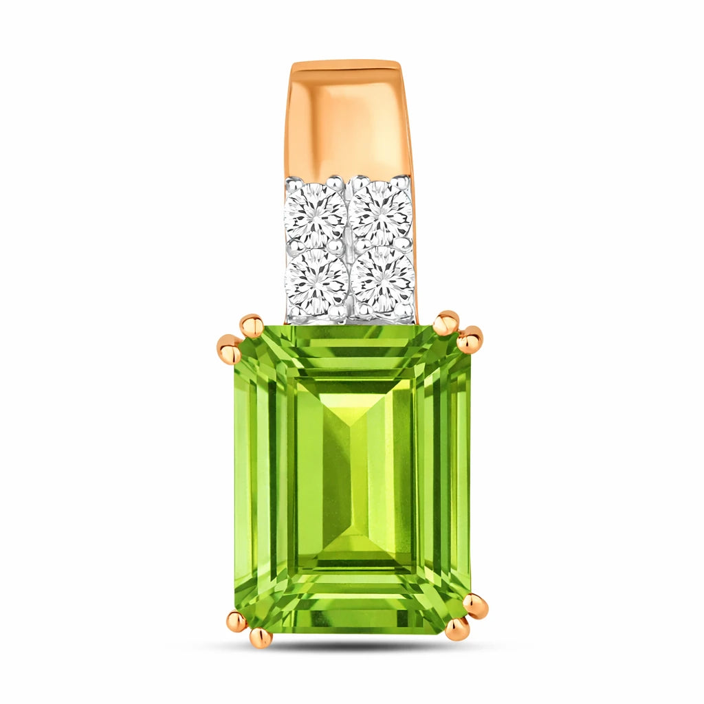 Opulent Emerald Cut Diamond Accent Drop Pendant