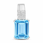 Opulent Emerald Cut Diamond Accent Drop Pendant