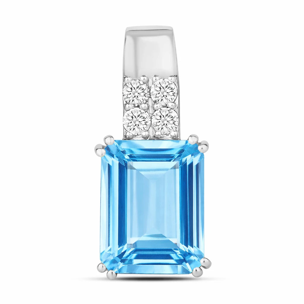 Opulent Emerald Cut Diamond Accent Drop Pendant
