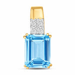 Opulent Emerald Cut Diamond Accent Drop Pendant
