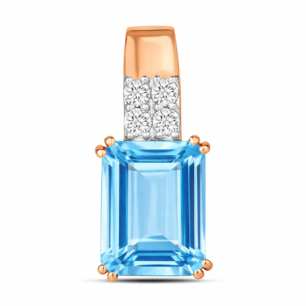 Opulent Emerald Cut Diamond Accent Drop Pendant