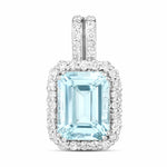 Emerald Cut Diamond Halo Pendant