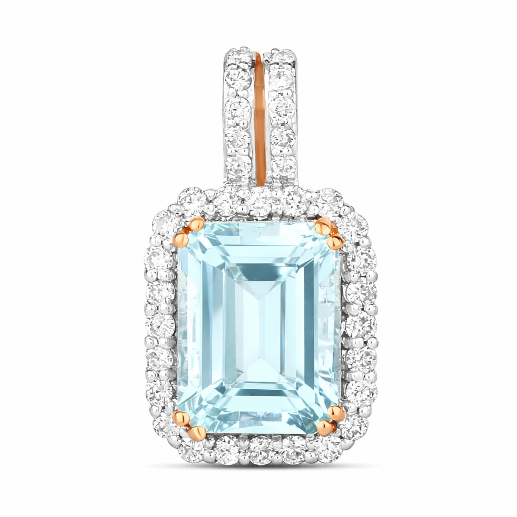 Emerald Cut Diamond Halo Pendant