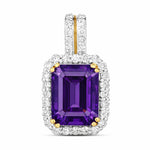 Emerald Cut Diamond Halo Pendant