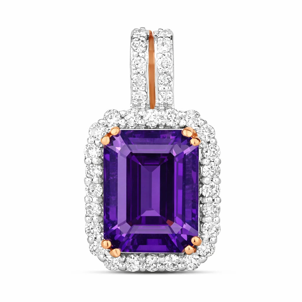 Emerald Cut Diamond Halo Pendant