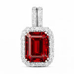 Emerald Cut Diamond Halo Pendant