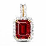 Emerald Cut Diamond Halo Pendant