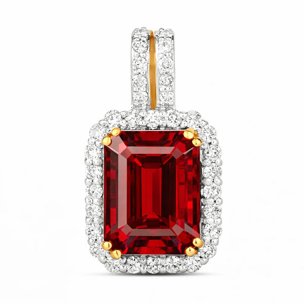 Emerald Cut Diamond Halo Pendant
