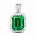 Emerald Cut Diamond Halo Pendant