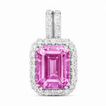 Emerald Cut Diamond Halo Pendant