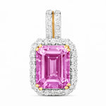 Emerald Cut Diamond Halo Pendant