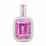 Emerald Cut Diamond Halo Pendant