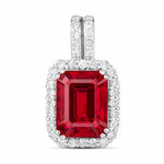 Emerald Cut Diamond Halo Pendant