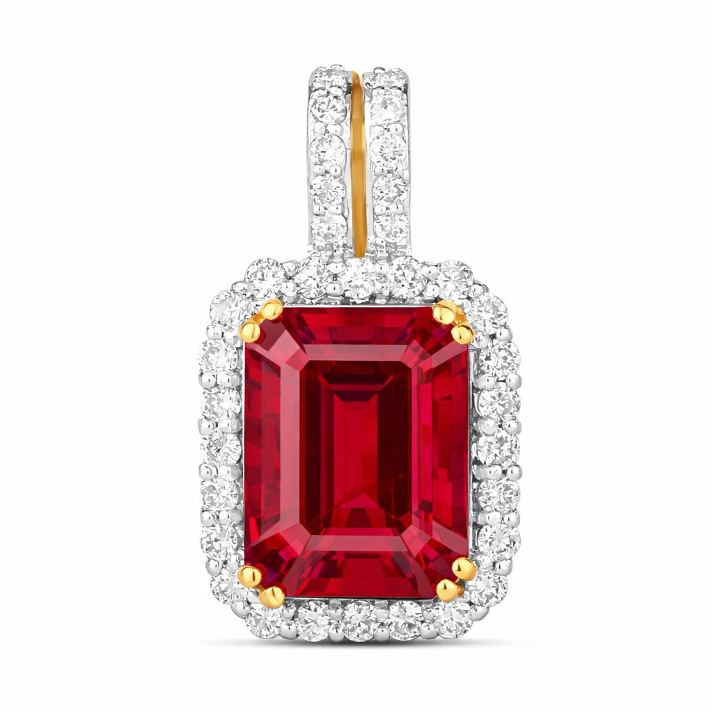 Emerald Cut Diamond Halo Pendant