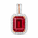 Emerald Cut Diamond Halo Pendant