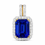 Emerald Cut Diamond Halo Pendant
