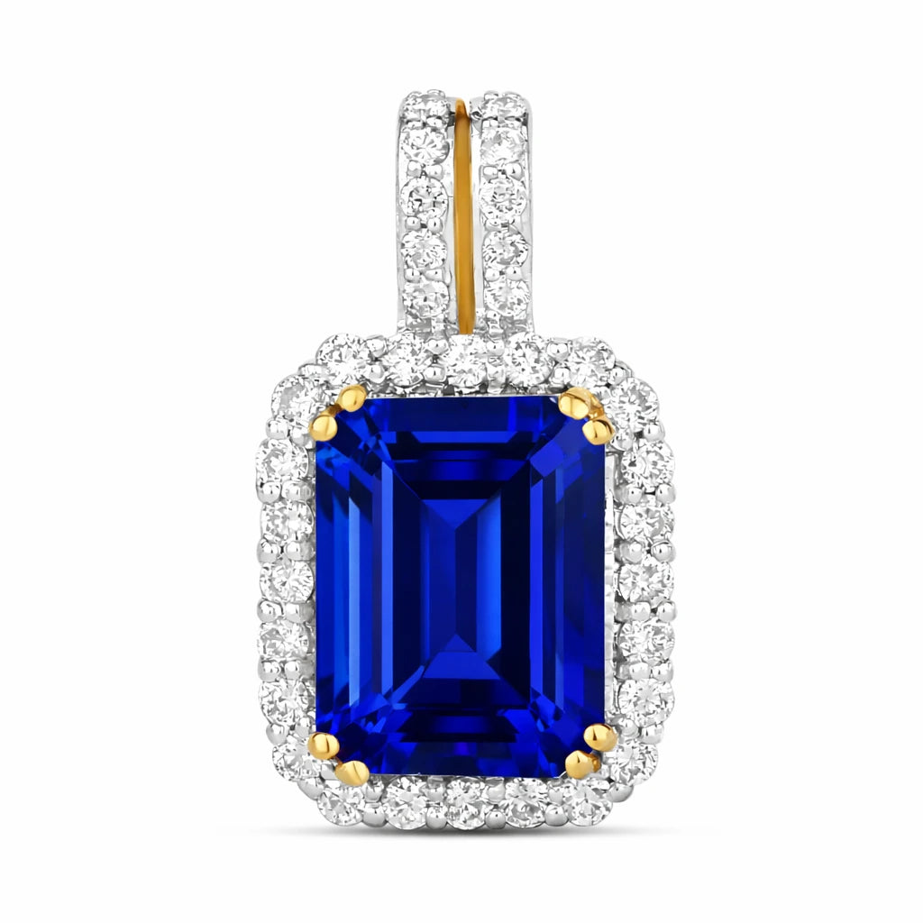 Emerald Cut Diamond Halo Pendant