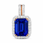 Emerald Cut Diamond Halo Pendant