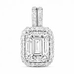 Emerald Cut Diamond Halo Pendant