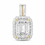 Emerald Cut Diamond Halo Pendant