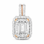 Emerald Cut Diamond Halo Pendant