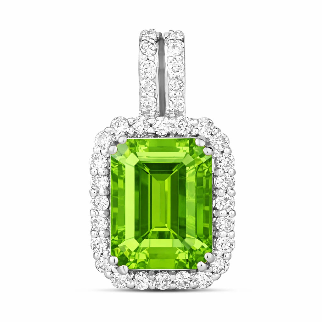 Emerald Cut Diamond Halo Pendant