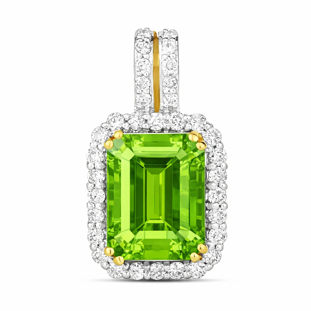 Emerald Cut Diamond Halo Pendant
