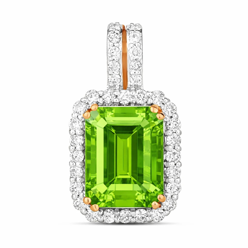 Emerald Cut Diamond Halo Pendant