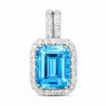 Emerald Cut Diamond Halo Pendant