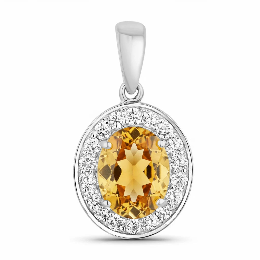 Heirloom Oval-Cut and Diamond Halo Pendant