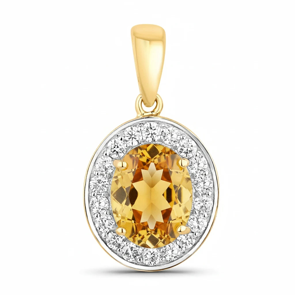 Heirloom Oval-Cut and Diamond Halo Pendant
