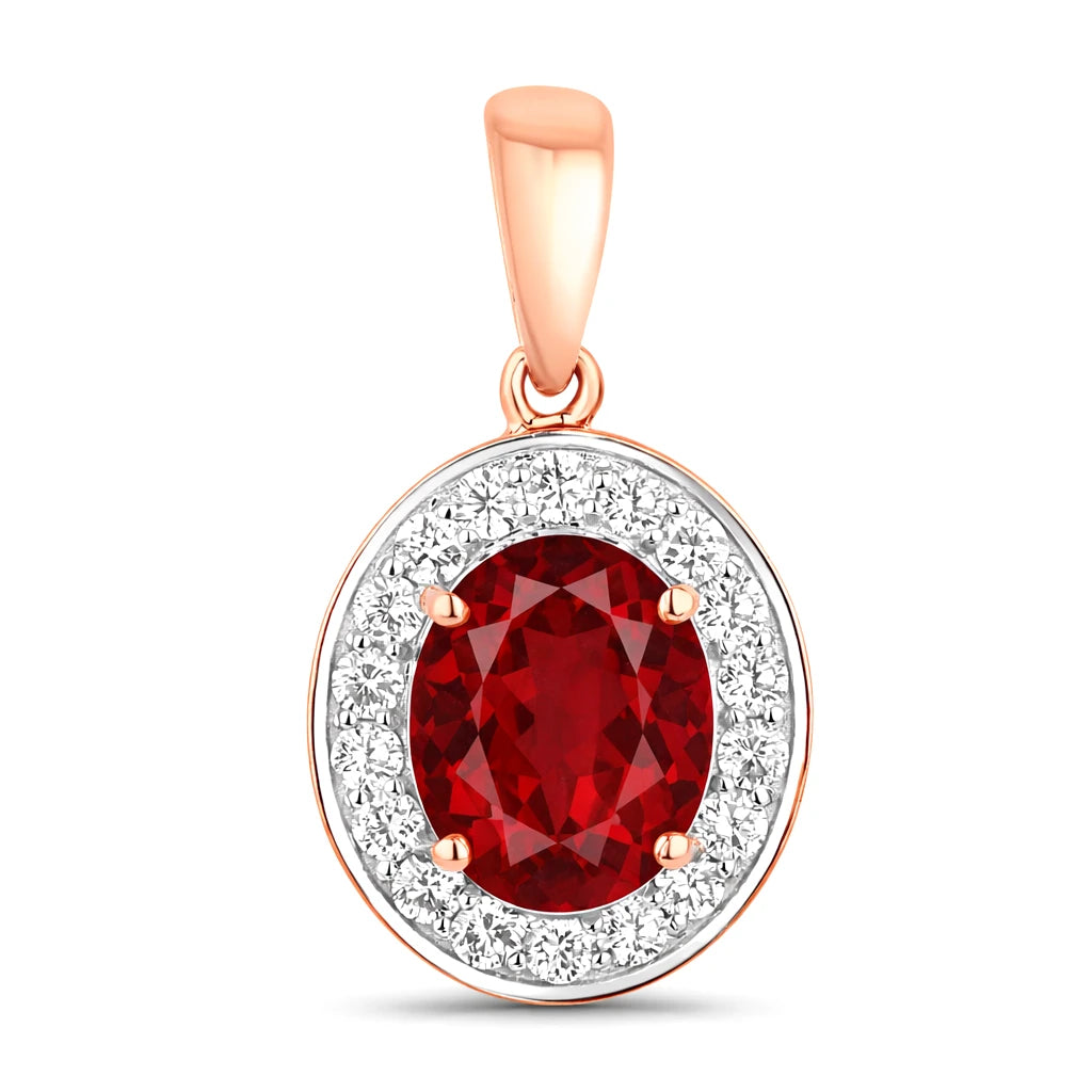 Heirloom Oval-Cut and Diamond Halo Pendant