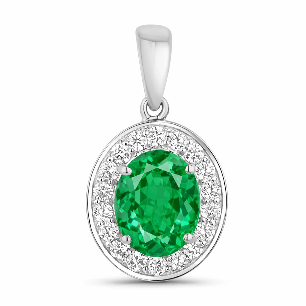Heirloom Oval-Cut and Diamond Halo Pendant