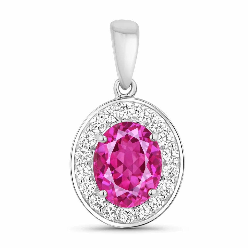 Heirloom Oval-Cut and Diamond Halo Pendant