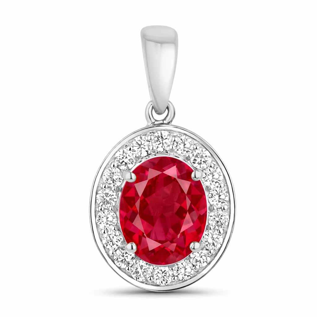 Heirloom Oval-Cut and Diamond Halo Pendant
