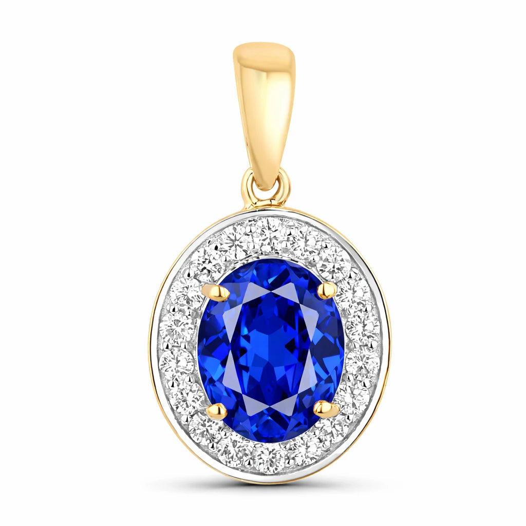 Heirloom Oval-Cut and Diamond Halo Pendant